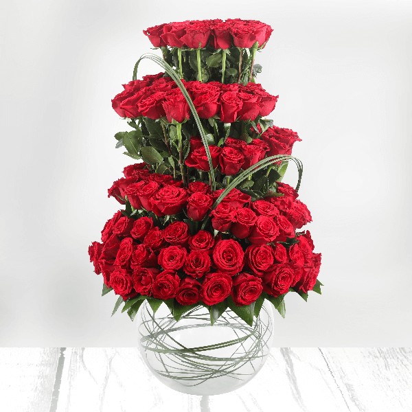 200-Premium-red rose-Arrangement-In-Vase