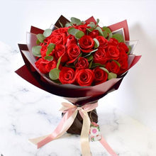 24 red rose bouquet with eucalyptus, roses Dubai