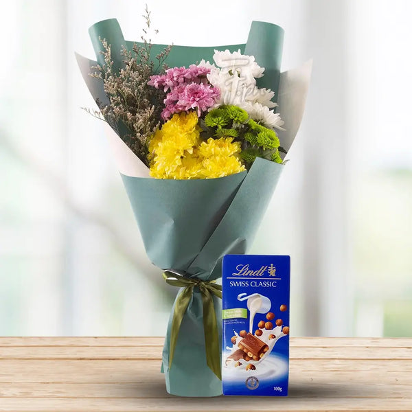 Chrysanthemum Bouquet with Lindt Chocolate