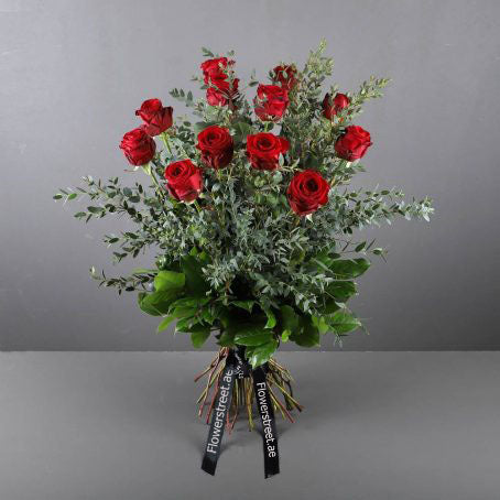 Dozen-Red-Roses-With-Eucalyptus