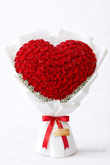 Elite red heart rose bouquet, luxury flowers Dubai