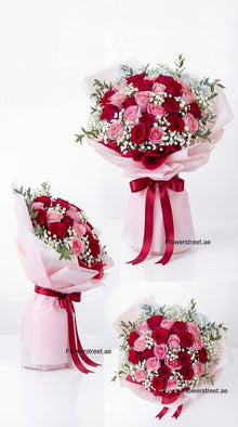 Grand red and pink rose bouquet, flower delivery Dubai