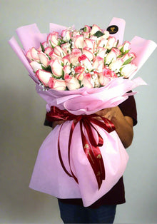 51 double pink rose bouquet, roses Dubai