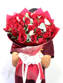 31 red rose round bouquet, roses Dubai
