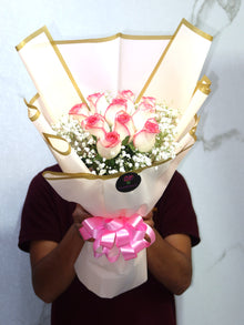 Elegant double pink rose bouquet, roses Dubai