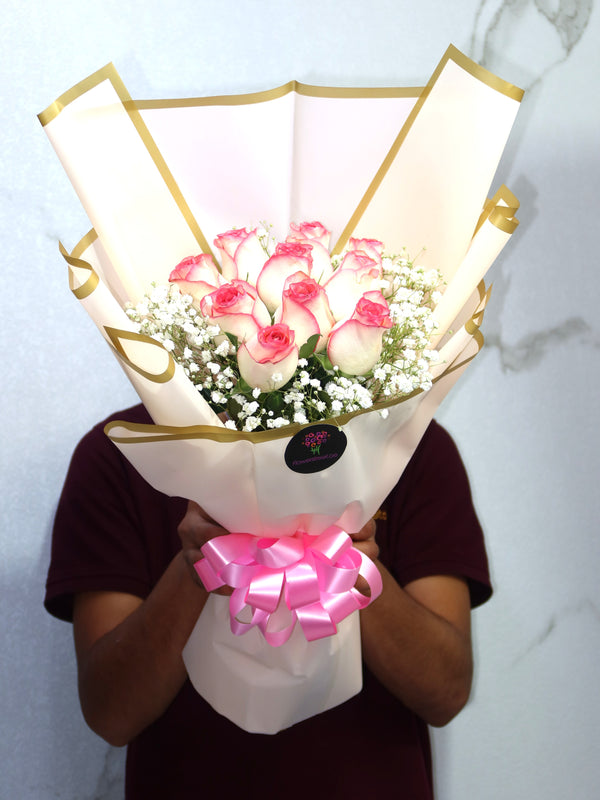 Elegant Double Pink Rose Bouquet
