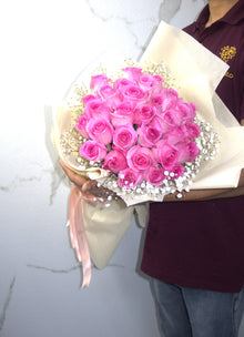 24 revival pink rose bouquet, additional angle, Dubai florist