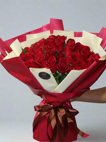 51 red rose bouquet with double wrapping, roses Dubai