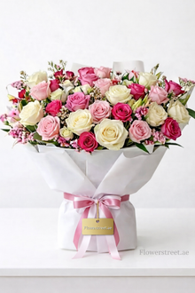 Luxury pink rose and lisianthus bouquet, flower delivery Dubai