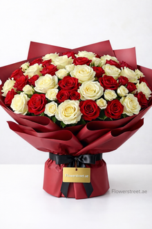 Luxury red and white rose bouquet, roses Dubai
