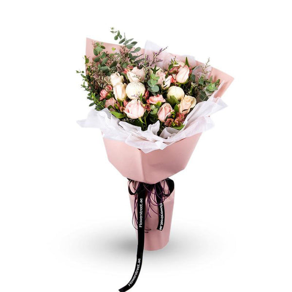 Mix-Spray-Rose-Bouquet-With-Wax-Flowers