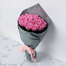 Pink rose bouquet with grey wrapping, roses Dubai