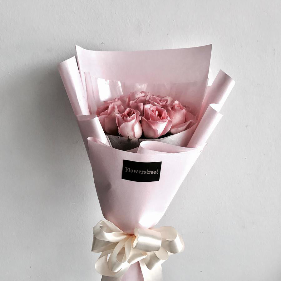 Pink Wrapper With Red Roses Pink Rose Bouquet Dubai | Pink Wrapping | FlowerStreet.ae – Flower Street