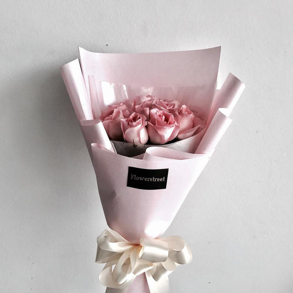 Pink Rose Bouquet with Pink Wrapping