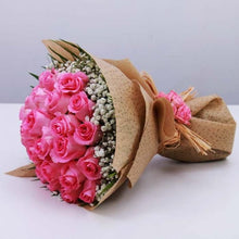 Pink rose bouquet with baby's breath, roses Dubai