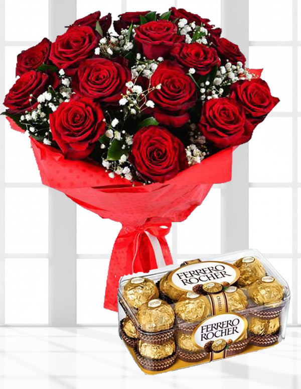 Red Rose Bouquet With Chocolates