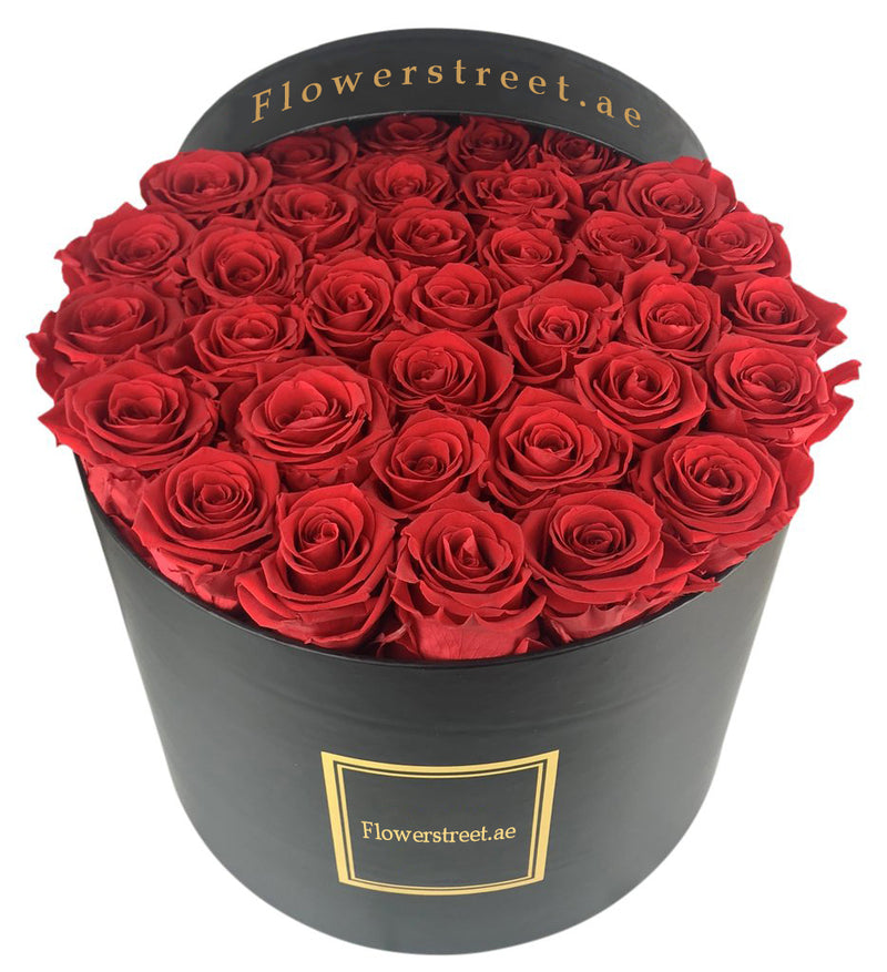 Red Roses Round Box Premium Red Roses in a Round box | Order Premium Rose Online Dubai