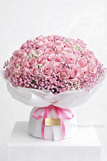 Signature pink roses bouquet, luxury flowers Dubai