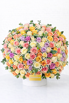 VIP mixed rose box arrangement, luxury flowers Dubai