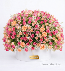VIP Pink & Peach Rose Box Arrangement