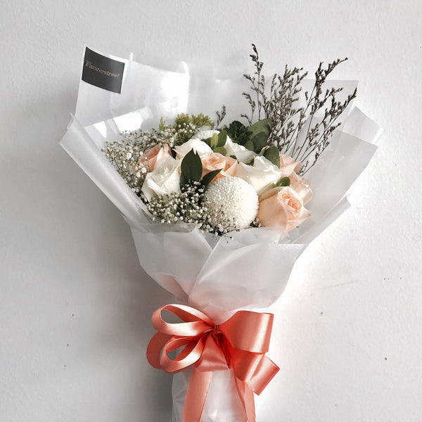 White And Peach Rose Bouquet