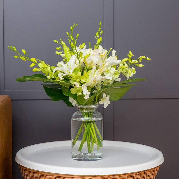 White Orchids In Vase