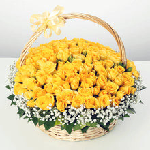 101 yellow rose luxury basket arrangement, flower delivery Dubai