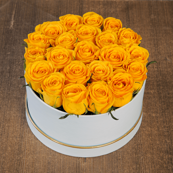 Yellow Roses In White Box