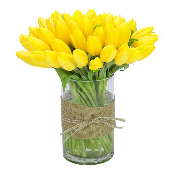Yellow tulip Bunch In Vase