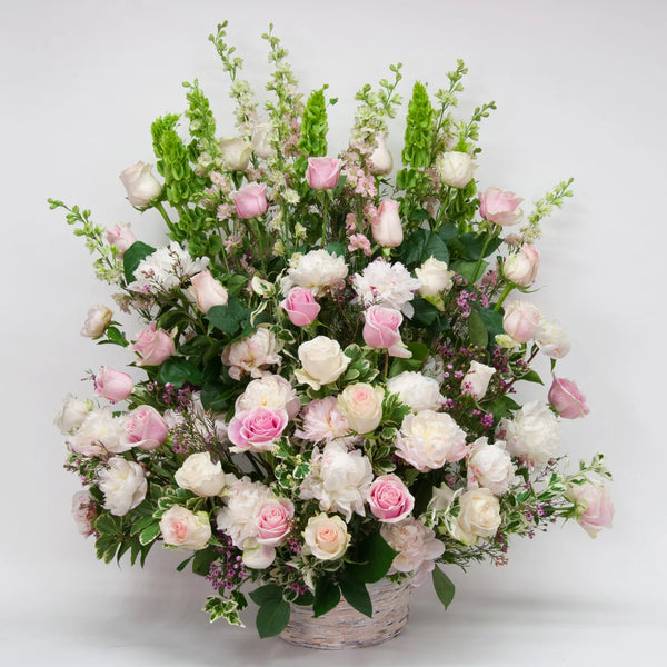 Pink basket arrangement