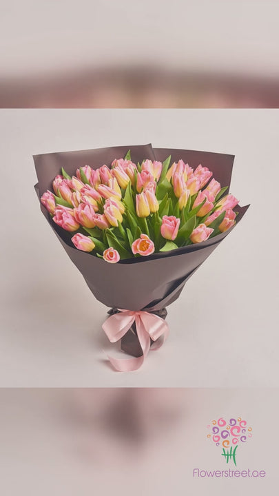 51 Yellow-Pink Tulip Bouquet