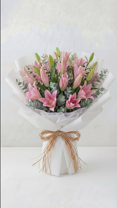 Luxury pink lily bouquet video, Dubai