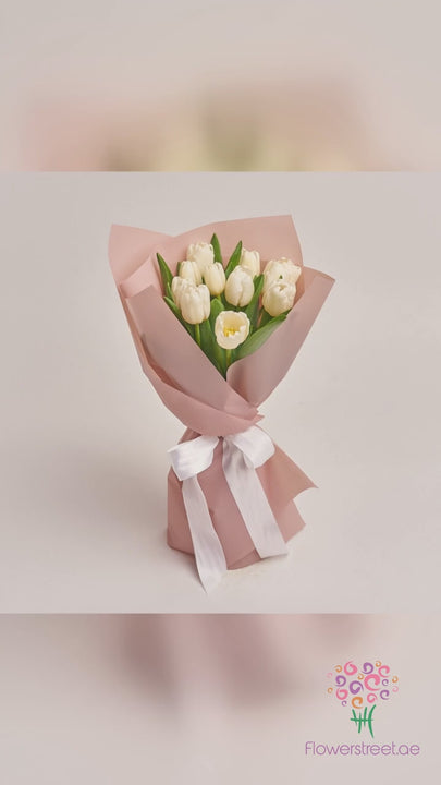 12 White Tulip Bouquet