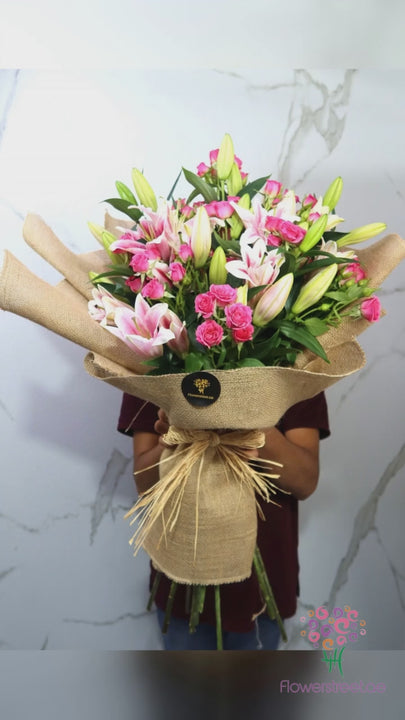 Jute Wrapping Pink Lily Pink Roses video