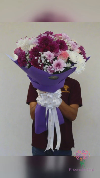 Purple and lilac mixed flower bouquet