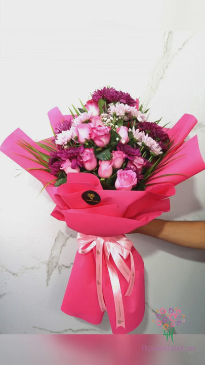 Deep Purple, Pink Wrapping Flower Bouquet video