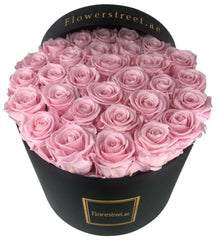 Pink roses in round box, luxury rose box Dubai