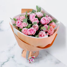 Pink roses and eucalyptus bouquet, roses Dubai